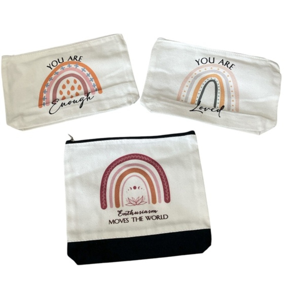 Motivational Canvas Cosmetic Bags set of 3